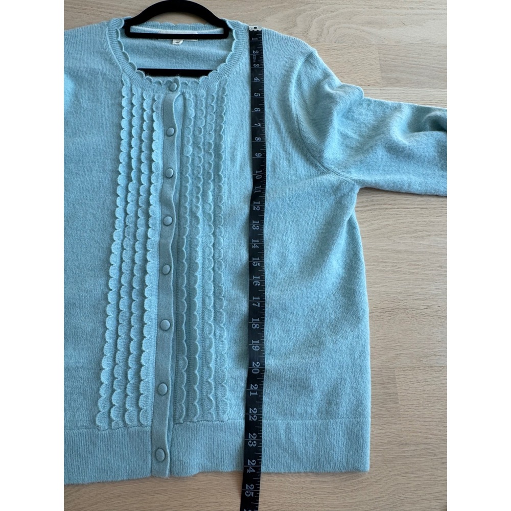 Boden Light Blue Scallop Trim Cardigan Wool Mohair Blend Sweater L - Picture 12 of 12